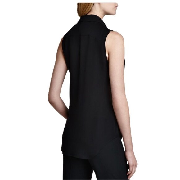 NEW Theory Duria Silk Blouse Black Button Down Sz M - Picture 5 of 12